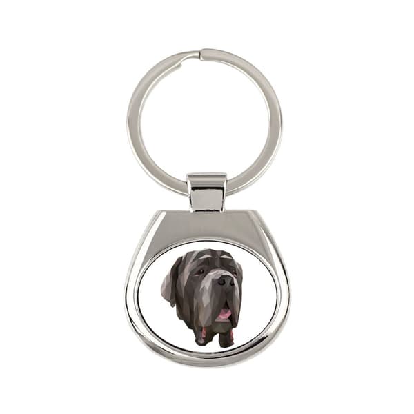 Napolitansk mastiff, napolitansk mastiff, Mastino napoletano - geometrisk nyckelring nyckelring med ett foto och inskriptionen Art-Dog