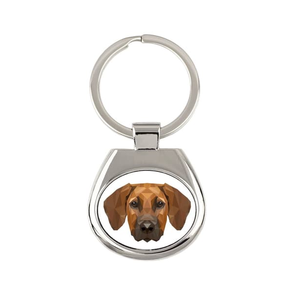 Rhodesian Ridgeback, afrikansk lejonhund - geometrisk nyckelring med ett foto och inskriptionen Art-Dog