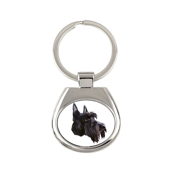 Skotsk terrier, Aberdeen terrier - geometrisk nøglering med et foto og inskriptionen Art-Dog