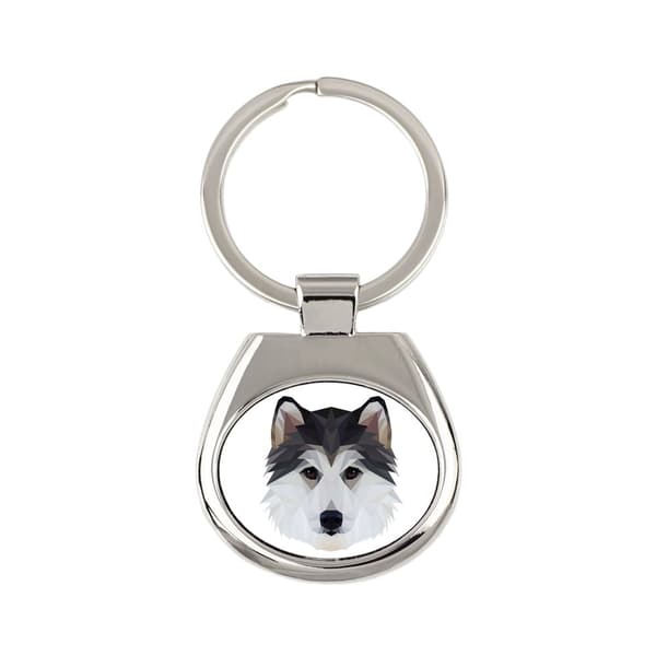 Siperianhusky, Siperianhusky - geometrinen avaimenperä, avainrengas valokuvalla ja kirjoituksella Art-Dog