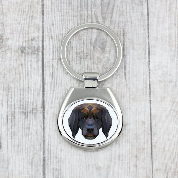 Leonberger - en geometrisk nyckelring med ett foto och inskriptionen Art-Dog