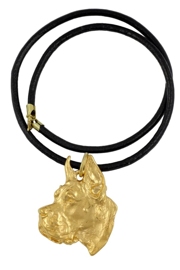 Great Dane I - nyckelring och halsband med en hund i en låda, högkvalitativ guldpläterad produkt, Art-Dog varumärke