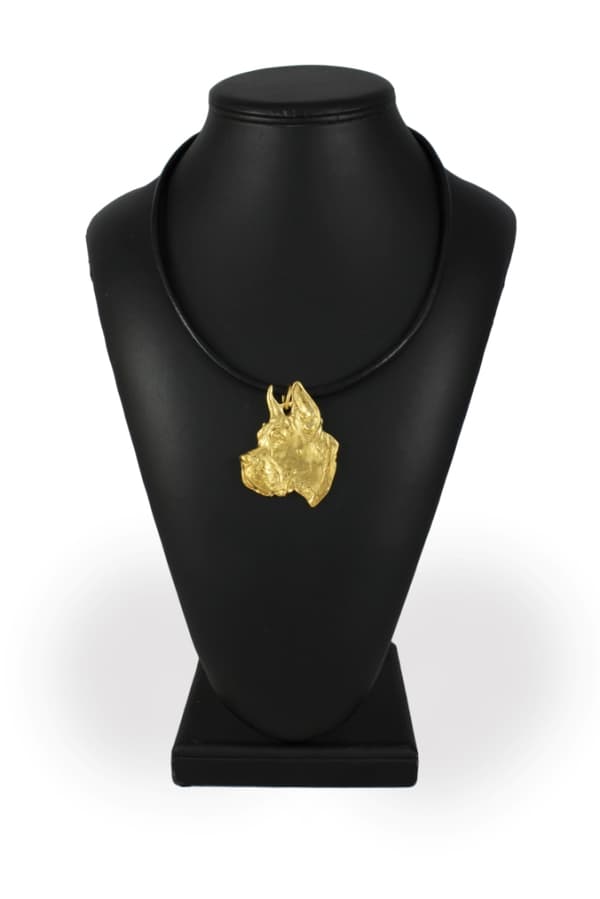 Great Dane I - nyckelring och halsband med en hund i en låda, högkvalitativ guldpläterad produkt, Art-Dog varumärke