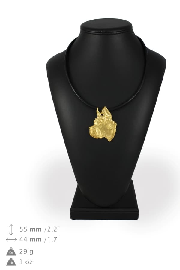 Great Dane I - nyckelring och halsband med en hund i en låda, högkvalitativ guldpläterad produkt, Art-Dog varumärke