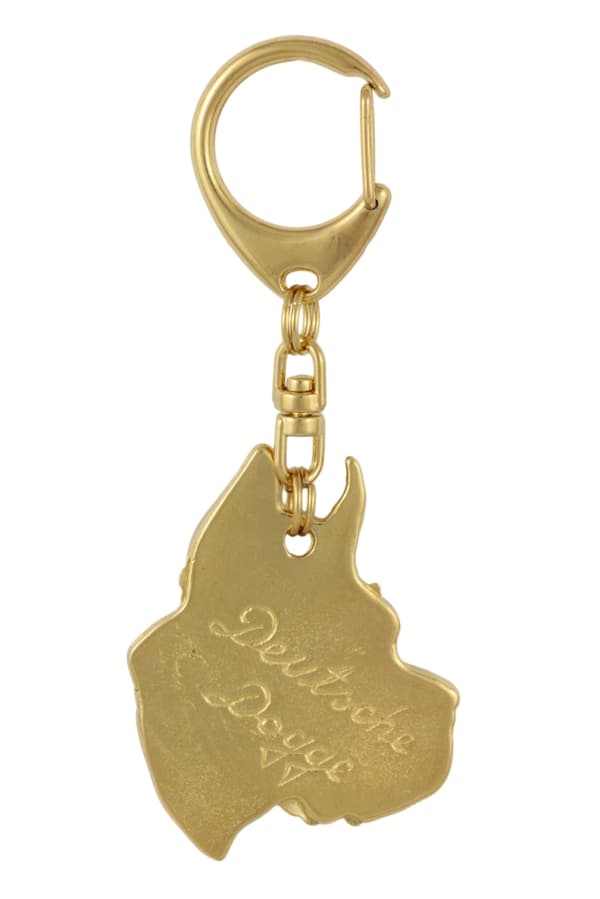 Great Dane I - nyckelring och halsband med en hund i en låda, högkvalitativ guldpläterad produkt, Art-Dog varumärke
