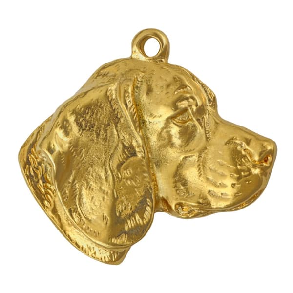 Beagle - nyckelring och halsband med en hund i en låda, högkvalitativ guldpläterad produkt, Art-Dog varumärke