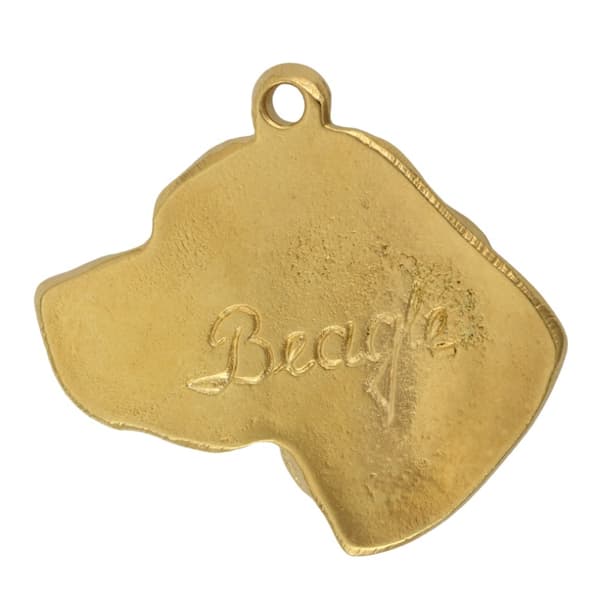 Beagle - nyckelring och halsband med en hund i en låda, högkvalitativ guldpläterad produkt, Art-Dog varumärke