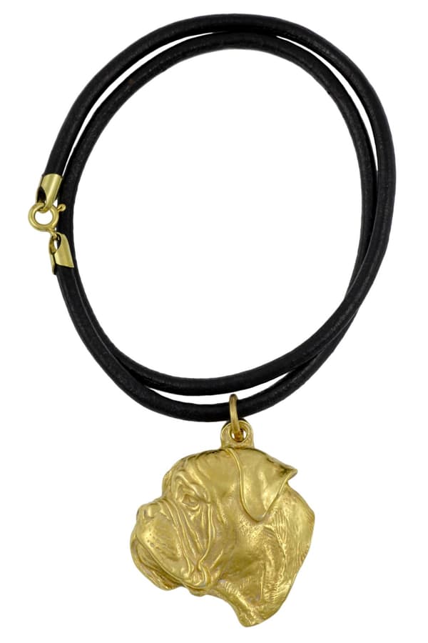 Bullmastiff, Bulmastiff - nyckelring och halsband med en hund i en låda, högkvalitativ guldpläterad produkt, Art-Dog varumärke