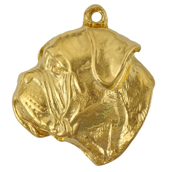 Bullmastiff, Bulmastiff - nyckelring och halsband med en hund i en låda, högkvalitativ guldpläterad produkt, Art-Dog varumärke