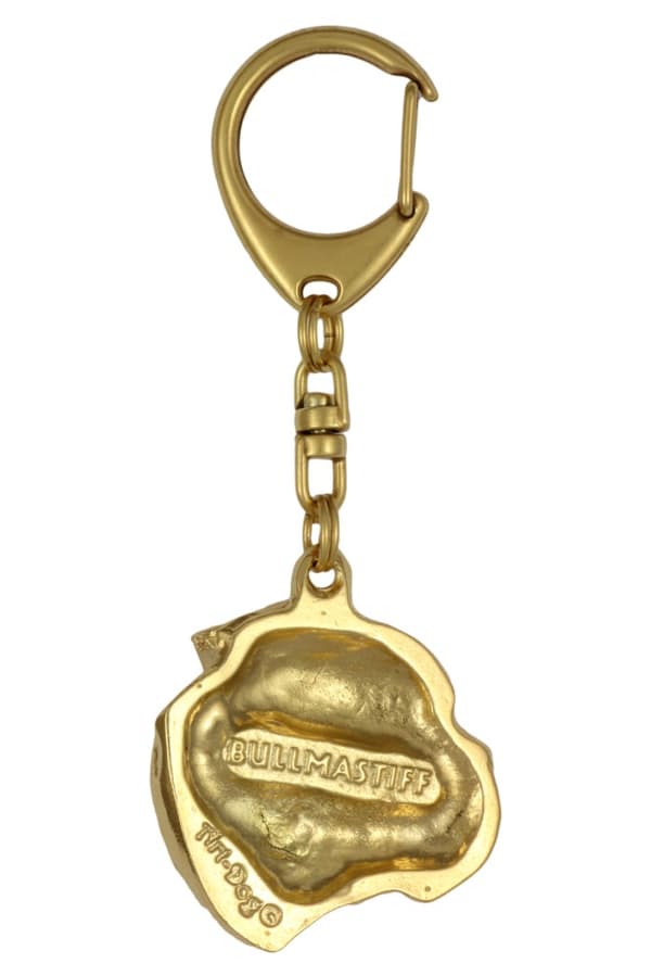 Bullmastiff, Bulmastiff - nyckelring och halsband med en hund i en låda, högkvalitativ guldpläterad produkt, Art-Dog varumärke