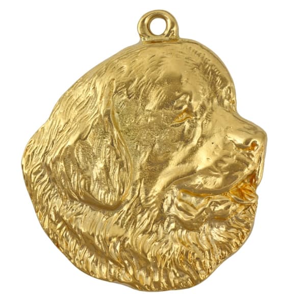 Newfoundland, Newfoundland, Wodołaz - nøglering og halskæde med en hund i æske, højkvalitets guldbelagt produkt, Art-Dog brand