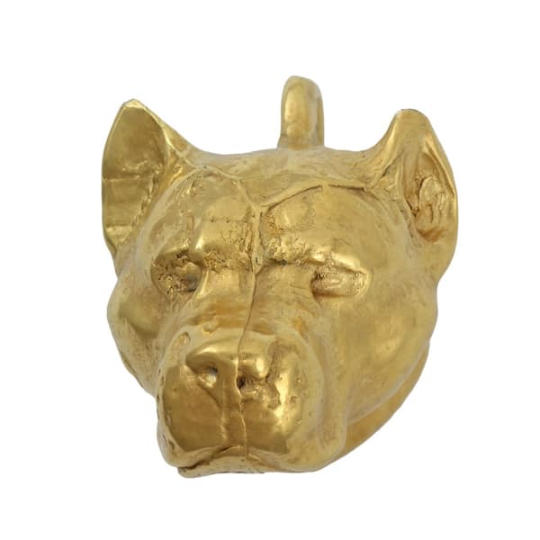 Amerikkalainen staffordshiren terrieri, Amstaff, Amstaf - avaimenperä ja kaulakoru koiralla laatikossa, laadukas kullattu tuote, Art-Dog merkki