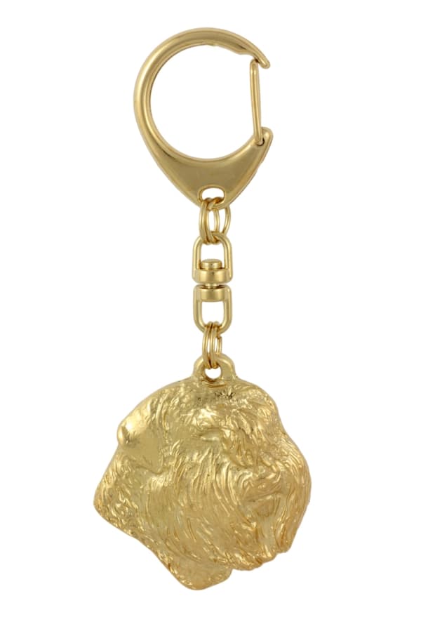 Bouvier des Flandres - nyckelring och halsband med en hund i en låda, högkvalitativ guldpläterad produkt, Art-Dog varumärke