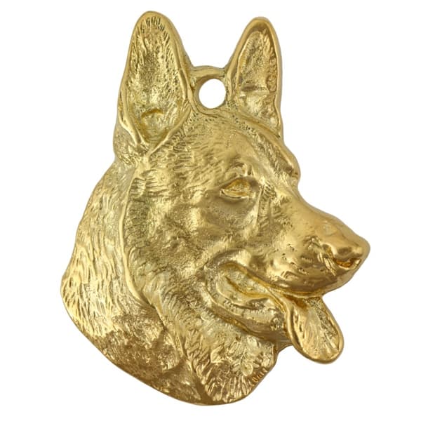 Schæferhund, Alsace - nøglering og halskæde med hund i æske, højkvalitets guldbelagt produkt, Art-Dog brand