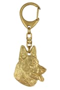 Miniatyrbillede 8 af 10: Schæferhund, Alsace - nøglering og halskæde med hund i æske, højkvalitets guldbelagt produkt, Art-Dog brand