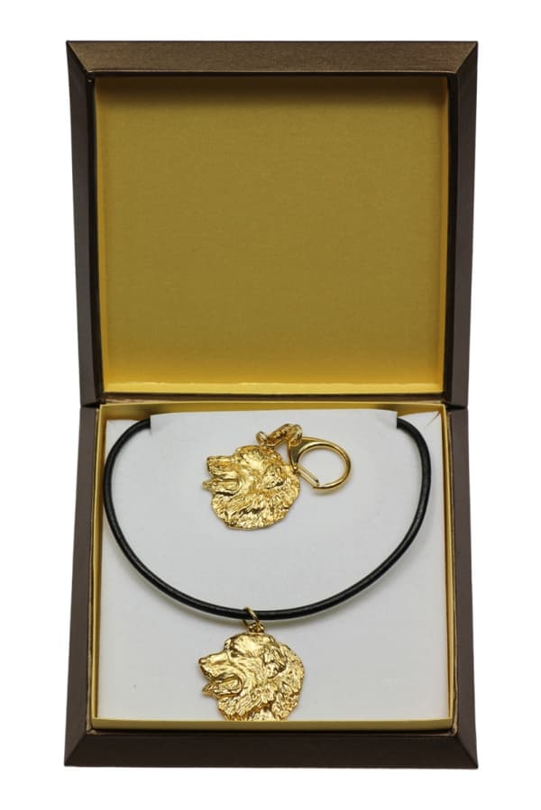 Berner Sennenhund, Berner Sennenhund I - nyckelring och halsband med hund i låda, högkvalitativ guldpläterad produkt, Art-Dog varumärke