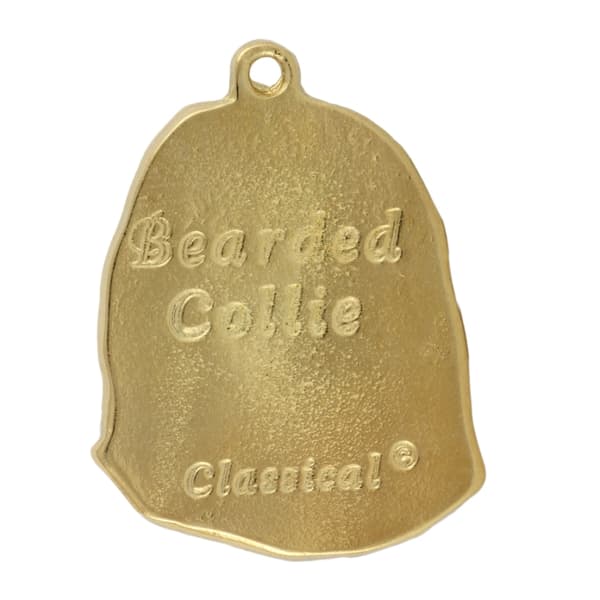 Bearded Collie, Highland Collie - nyckelring och halsband med en hund i en låda, högkvalitativ guldpläterad produkt, Art-Dog varumärke