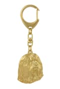 Miniatyrbild 8 av 10: Bearded Collie, Highland Collie - nyckelring och halsband med en hund i en låda, högkvalitativ guldpläterad produkt, Art-Dog varumärke