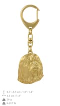 Miniatyrbild 10 av 10: Bearded Collie, Highland Collie - nyckelring och halsband med en hund i en låda, högkvalitativ guldpläterad produkt, Art-Dog varumärke