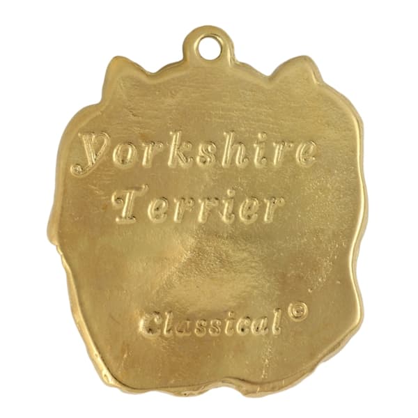 Yorkshire Terrier, York, York, Yorkie I - nyckelring och halsband med en hund i en låda, högkvalitativ guldpläterad produkt, Art-Dog varumärke