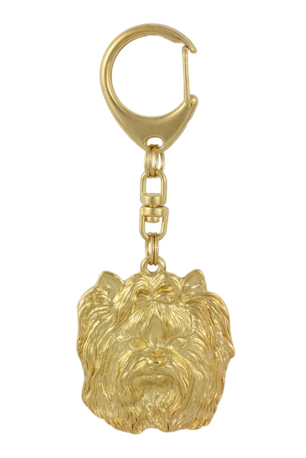 Yorkshire Terrier, York, York, Yorkie I - nyckelring och halsband med en hund i en låda, högkvalitativ guldpläterad produkt, Art-Dog varumärke