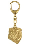 Miniatyrbillede 8 af 10: Engelsk bulldog, Bulldog II - nøglering og halskæde med hund i æske, højkvalitets guldbelagt produkt, Art-Dog brand