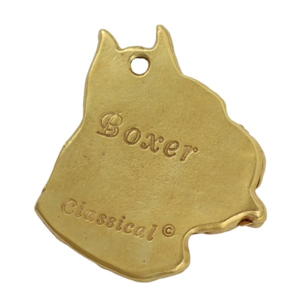 Boxer, Boxer - nyckelring och halsband med en hund i en låda, högkvalitativ guldpläterad produkt, Art-Dog varumärke