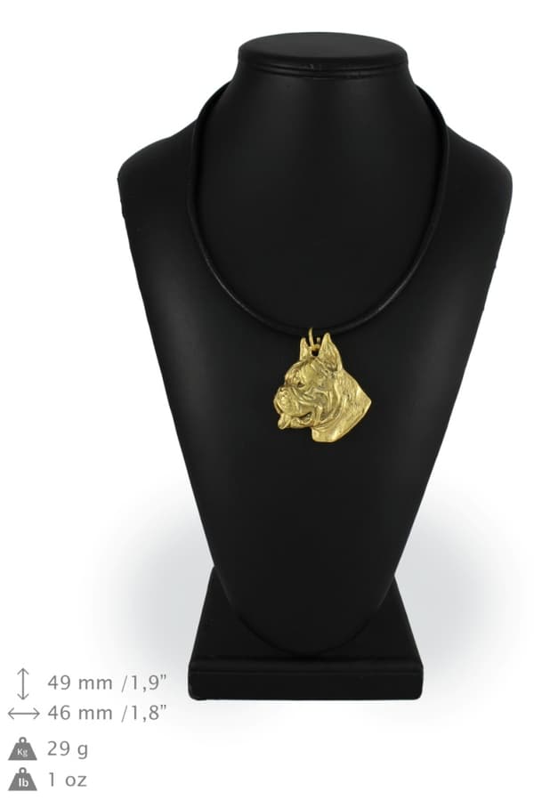 Boxer, Boxer - nyckelring och halsband med en hund i en låda, högkvalitativ guldpläterad produkt, Art-Dog varumärke