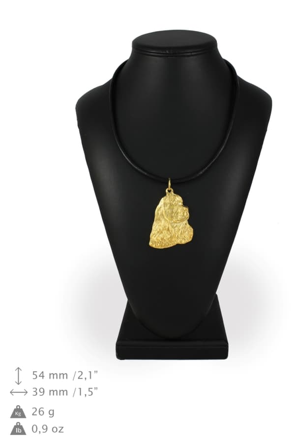 American Cocker Spaniel - nyckelring och halsband med en hund i en låda, högkvalitativ guldpläterad produkt, Art-Dog varumärke