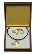 Miniatyrbillede 2 af 10: Greyhound, engelsk Greyhound - nøglering og halskæde med en hund i æske, højkvalitets guldbelagt produkt, Art-Dog brand