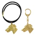 Miniatyrbillede 1 af 10: Greyhound, engelsk Greyhound - nøglering og halskæde med en hund i æske, højkvalitets guldbelagt produkt, Art-Dog brand