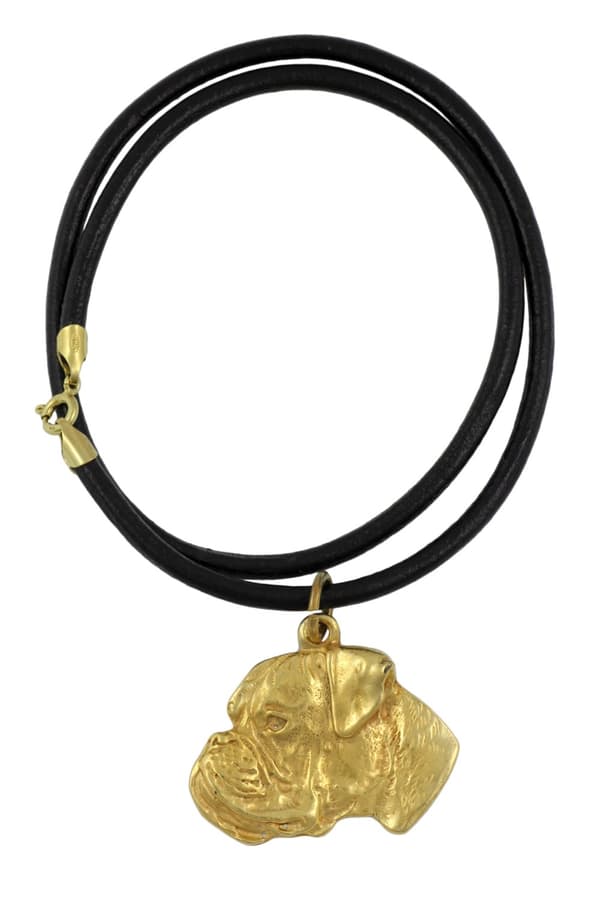 Boxer, Boxer I - nyckelring och halsband med en hund i en låda, högkvalitativ guldpläterad produkt, Art-Dog varumärke