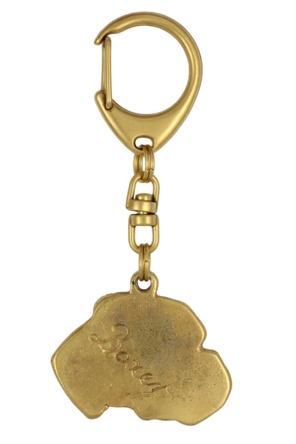 Boxer, Boxer I - nyckelring och halsband med en hund i en låda, högkvalitativ guldpläterad produkt, Art-Dog varumärke