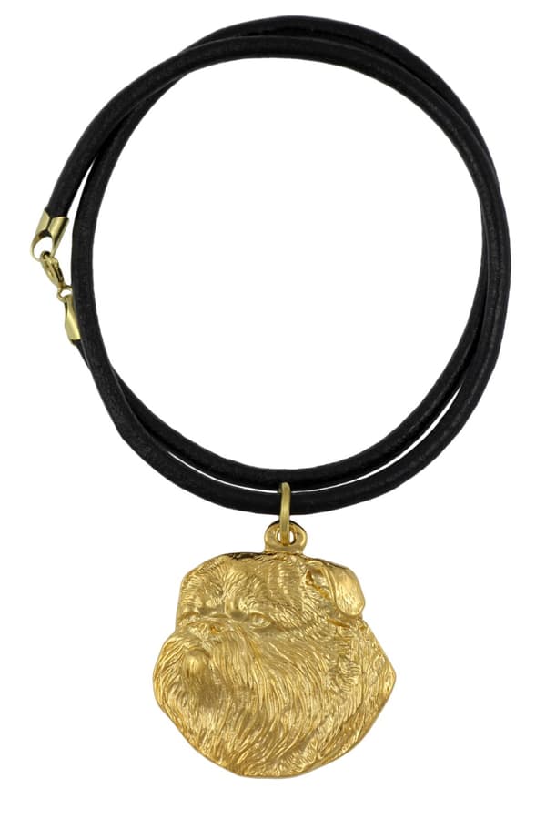 Bryssel Griffon, Griffon bruxellois I - nyckelring och halsband med en hund i en låda, högkvalitativ guldpläterad produkt, Art-Dog varumärke