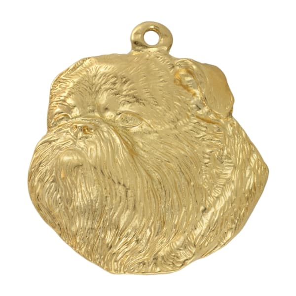 Bryssel Griffon, Griffon bruxellois I - nyckelring och halsband med en hund i en låda, högkvalitativ guldpläterad produkt, Art-Dog varumärke