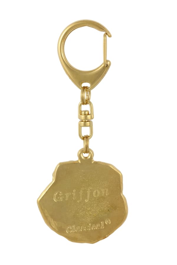 Bryssel Griffon, Griffon bruxellois I - nyckelring och halsband med en hund i en låda, högkvalitativ guldpläterad produkt, Art-Dog varumärke