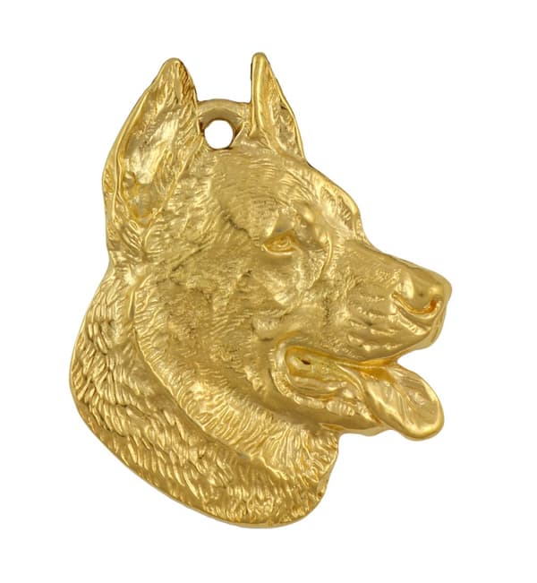 Beauceron French Shepherd - nyckelring och halsband med en hund i en låda, högkvalitativ guldpläterad produkt, Art-Dog varumärke