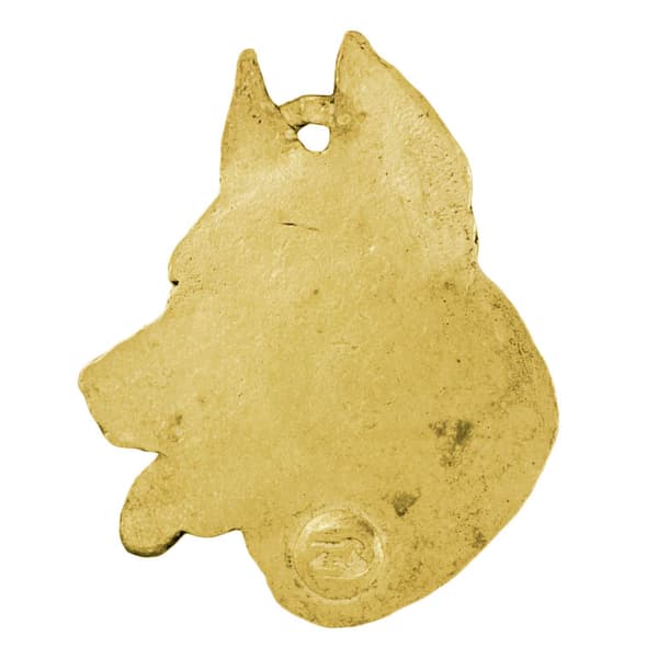 Beauceron French Shepherd - nyckelring och halsband med en hund i en låda, högkvalitativ guldpläterad produkt, Art-Dog varumärke