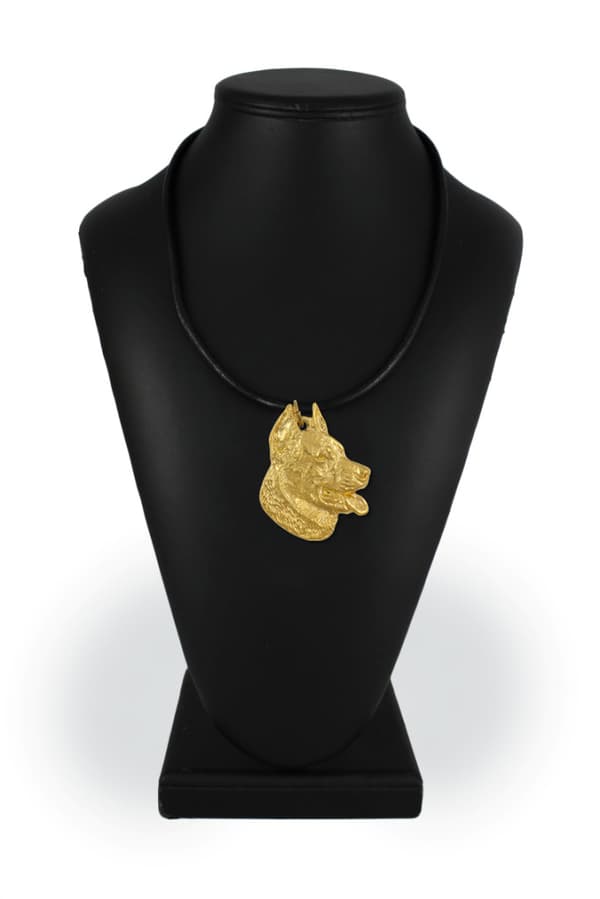 Beauceron French Shepherd - nyckelring och halsband med en hund i en låda, högkvalitativ guldpläterad produkt, Art-Dog varumärke