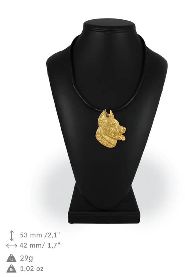Beauceron French Shepherd - nyckelring och halsband med en hund i en låda, högkvalitativ guldpläterad produkt, Art-Dog varumärke