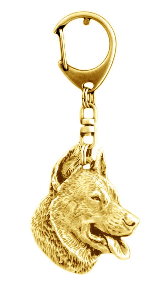 Beauceron French Shepherd - nyckelring och halsband med en hund i en låda, högkvalitativ guldpläterad produkt, Art-Dog varumärke