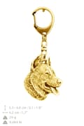 Miniatyrbild 10 av 10: Beauceron French Shepherd - nyckelring och halsband med en hund i en låda, högkvalitativ guldpläterad produkt, Art-Dog varumärke