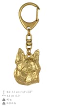 Miniatyrbild 10 av 10: Boston Terrier, Boston Bull Terrier - nyckelring och halsband med en hund i en låda, högkvalitativ guldpläterad produkt, Art-Dog varumärke