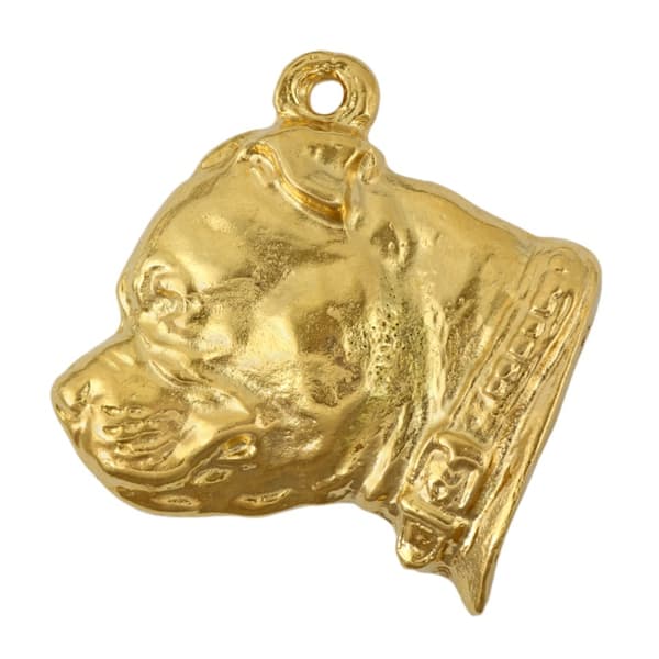 Staffordshire Bull Terrier, Staffik, Staffi II - nyckelring och halsband med en hund i låda, högkvalitativ guldpläterad produkt, Art-Dog varumärke