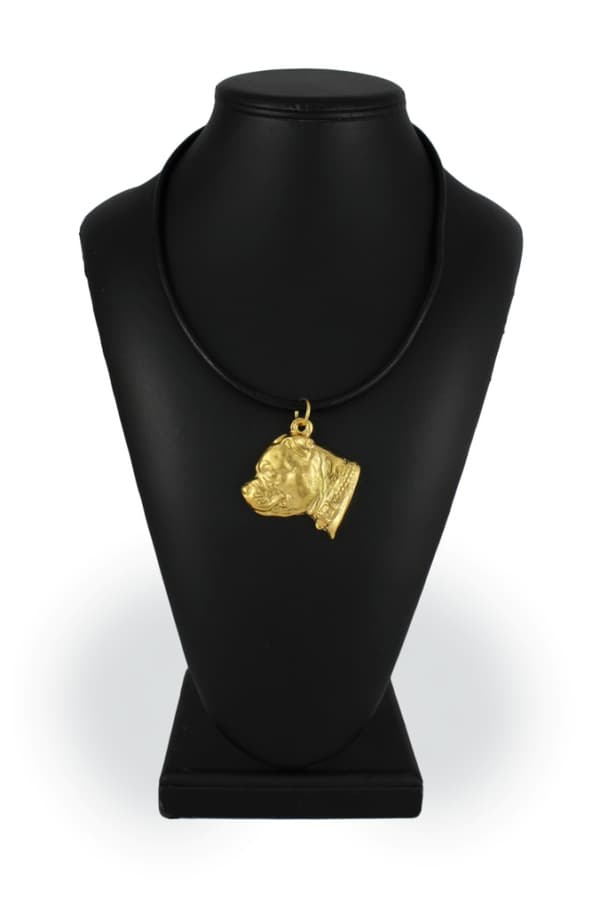 Staffordshire Bull Terrier, Staffik, Staffi II - nyckelring och halsband med en hund i låda, högkvalitativ guldpläterad produkt, Art-Dog varumärke