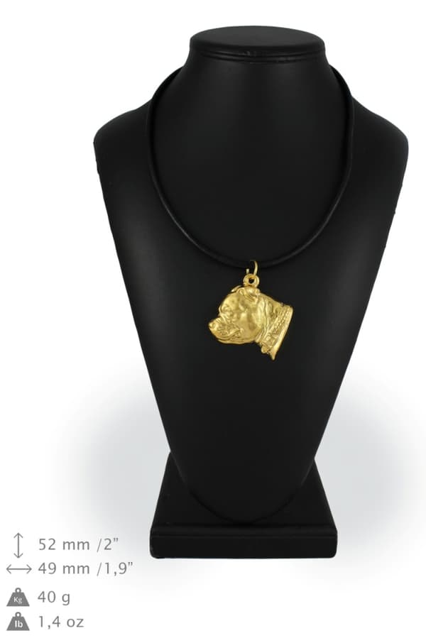 Staffordshire Bull Terrier, Staffik, Staffi II - nyckelring och halsband med en hund i låda, högkvalitativ guldpläterad produkt, Art-Dog varumärke