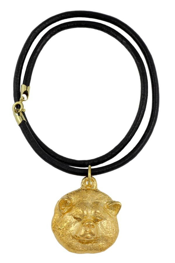 Akita, Akita Inu - nyckelring och halsband med en hund i en låda, högkvalitativ guldpläterad produkt, Art-Dog varumärke