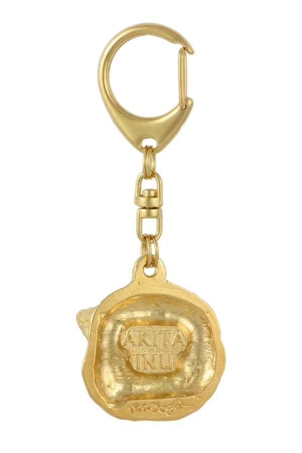 Akita, Akita Inu - nyckelring och halsband med en hund i en låda, högkvalitativ guldpläterad produkt, Art-Dog varumärke
