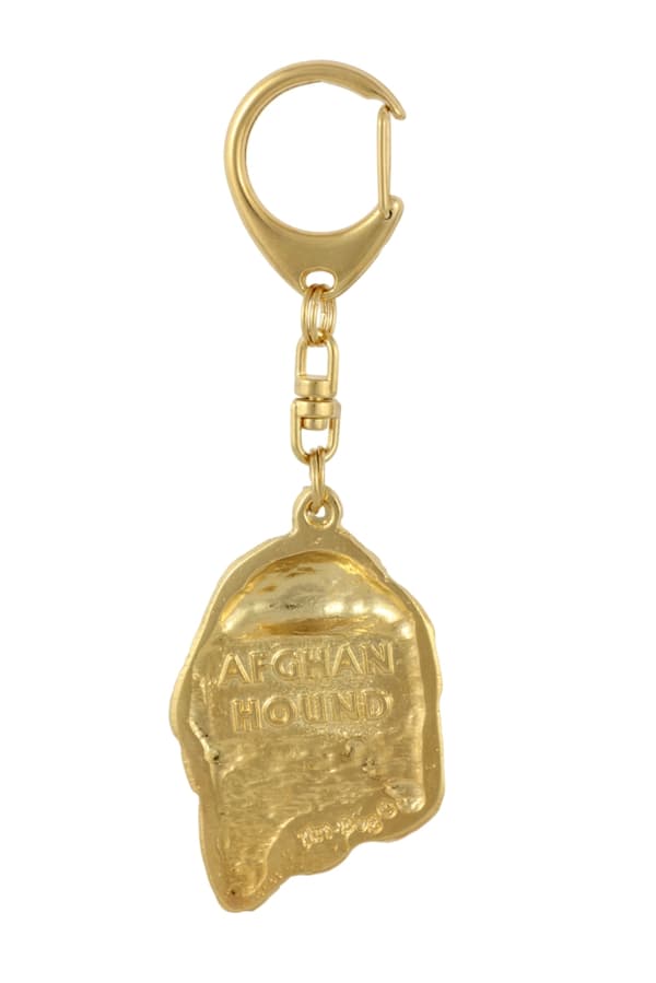 Afghan Hound I - nyckelring och halsband med en hund i en låda, högkvalitativ guldpläterad produkt, Art-Dog varumärke