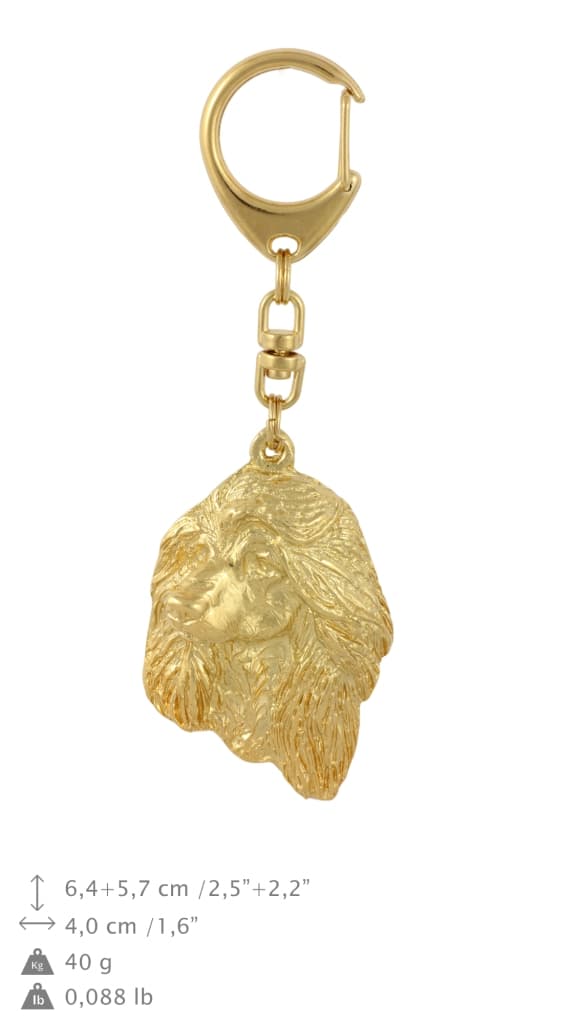 Afghan Hound I - nyckelring och halsband med en hund i en låda, högkvalitativ guldpläterad produkt, Art-Dog varumärke